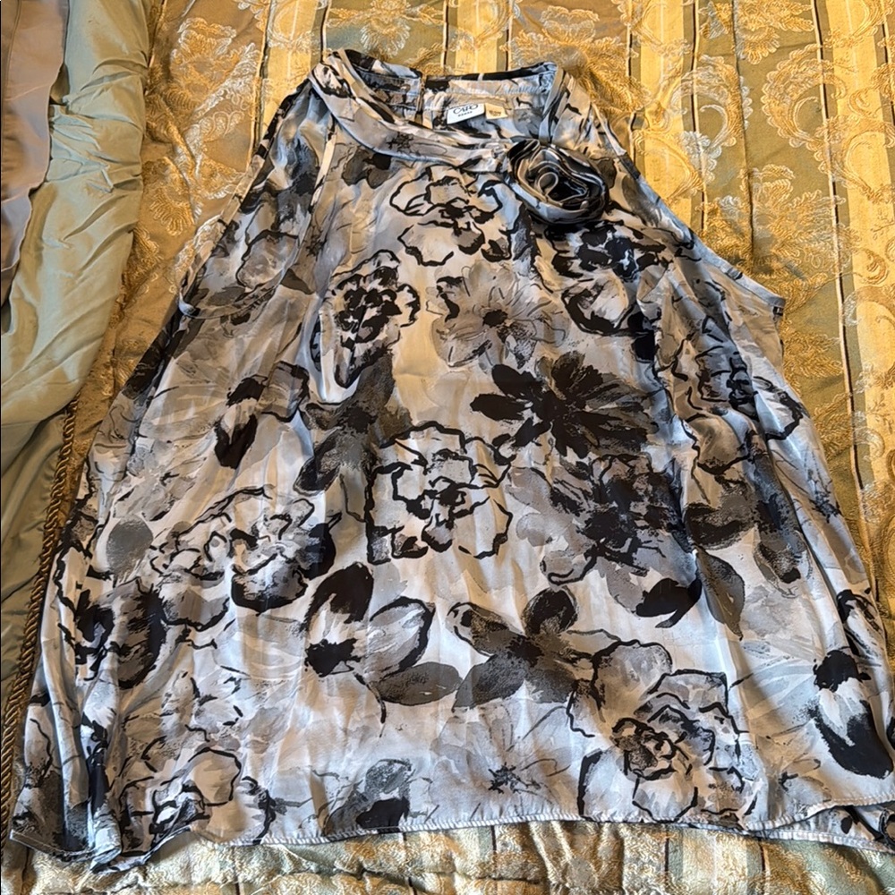 Cato Gray Asymmetrical A-Line Blouse